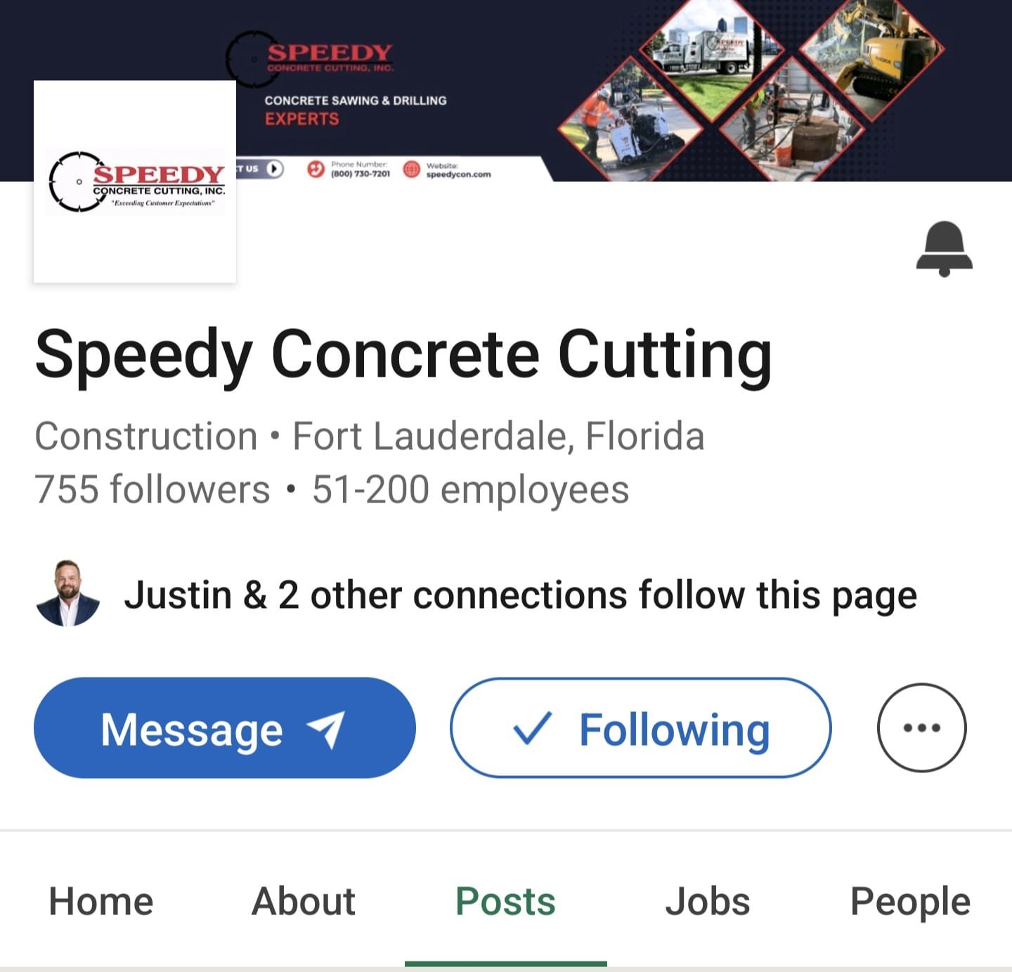 Preview of Speedy Concrete Cutting LinkedIn page
